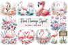 Floral Flamingo Clipart Bundle