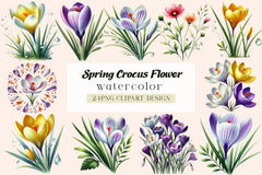 Spring Crocus Flower Clipart Bundle - CraftNest - Digital Crafting and Art