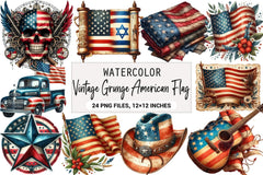 Vintage Grunge American Flag Clipart Bundle - CraftNest - Digital Crafting and Art