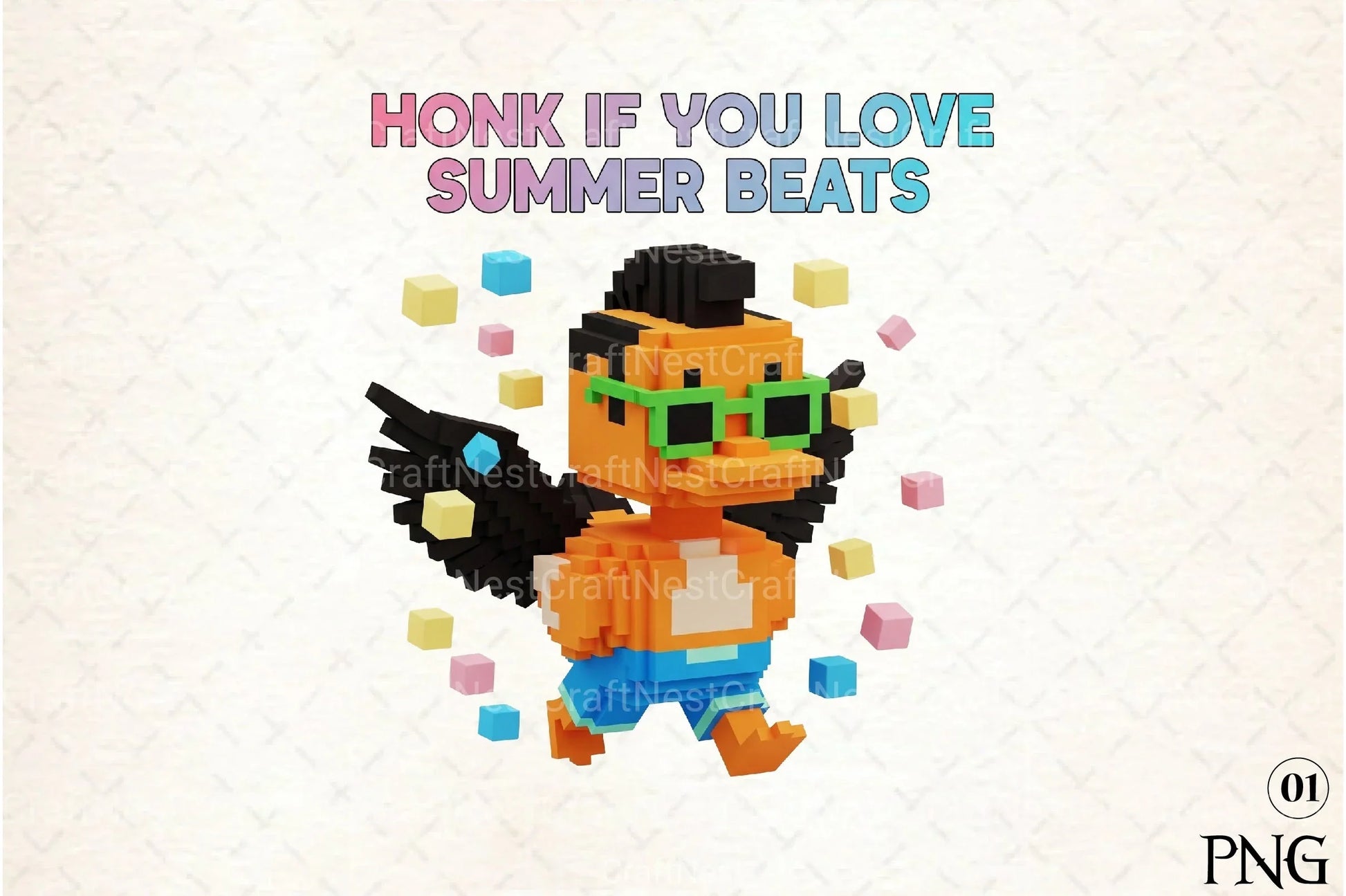 Blocky Style Funny Summer Goose Clipart Bundle 3 - CraftNest - Digital Crafting and Art