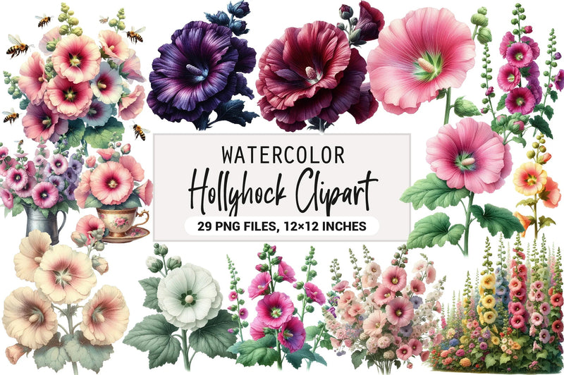 Hollyhock Clipart Bundle - CraftNest - Digital Crafting and Art