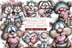 Whimsical Valentine Animals Clipart Bundle - CraftNest - Digital Crafting and Art