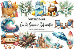 Coastal Summer Clipart Bundle - CraftNest - Digital Crafting and Art
