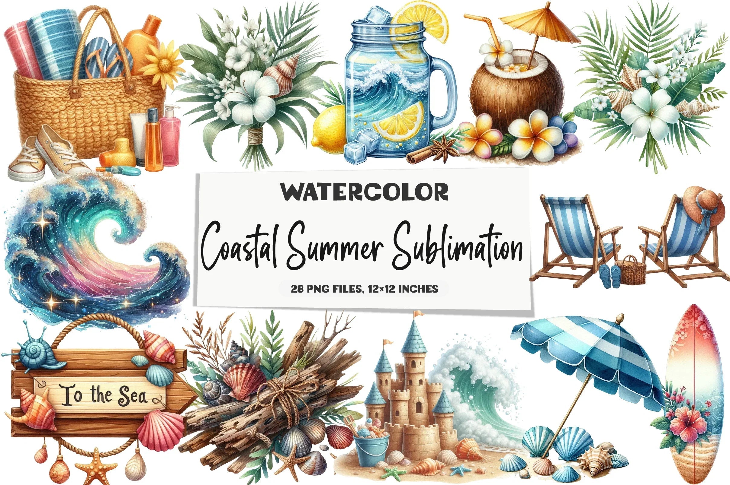 Coastal Summer Clipart Bundle - CraftNest - Digital Crafting and Art
