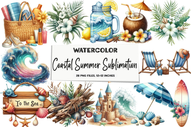 Coastal Summer Clipart Bundle - CraftNest - Digital Crafting and Art