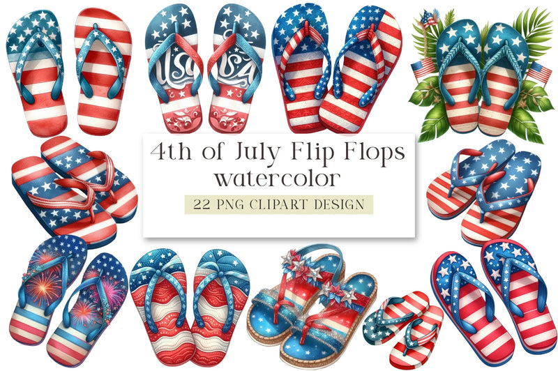 4th of July Flip Flops Clipart Bundle - CraftNest - Digital Crafting and Art