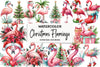 Christmas Flamingo Clipart Bundle