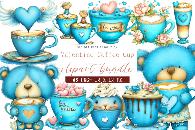 Valentine Coffee Cup Clipart Bundle - CraftNest - Digital Crafting and Art