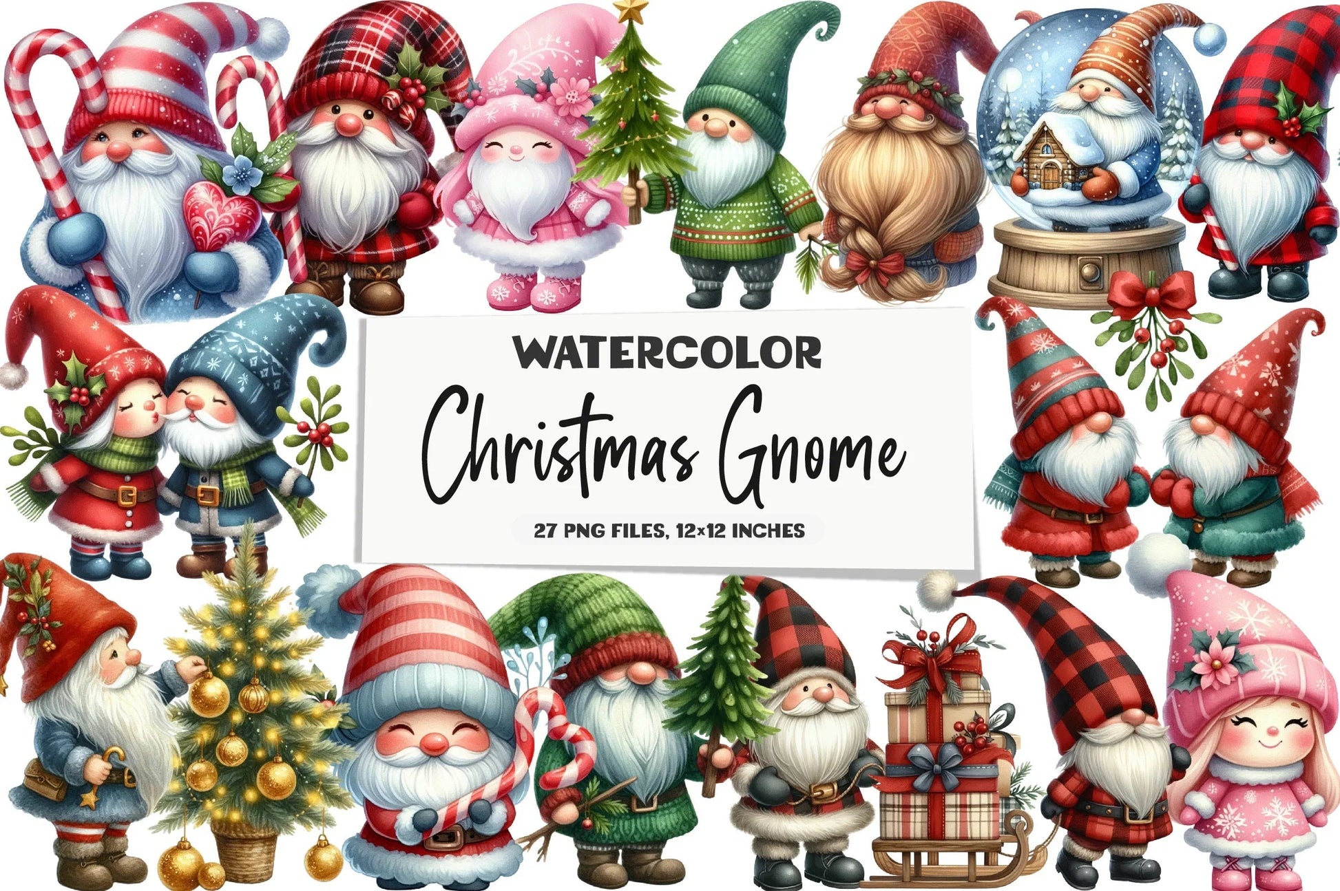 Christmas Gnome Clipart Bundle - CraftNest - Digital Crafting and Art