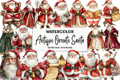 Antique Ornate Santa Clipart Bundle - CraftNest - Digital Crafting and Art