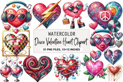 Disco Valentine Heart Clipart Bundle - CraftNest - Digital Crafting and Art