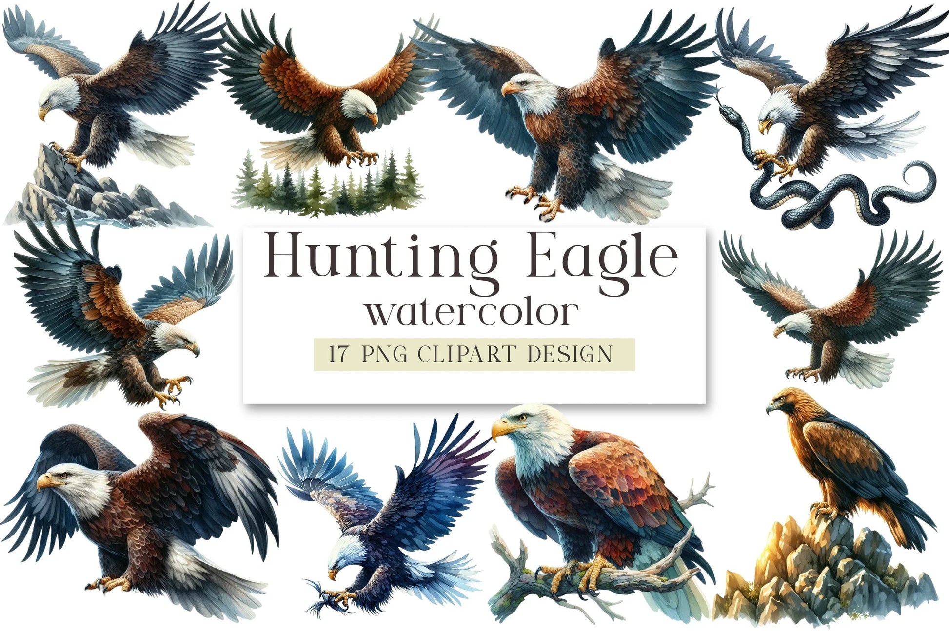 Hunting Eagle Clipart Bundle - CraftNest - Digital Crafting and Art