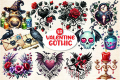 Gothic Valentine's Day Clipart Bundle 5 - CraftNest - Digital Crafting and Art