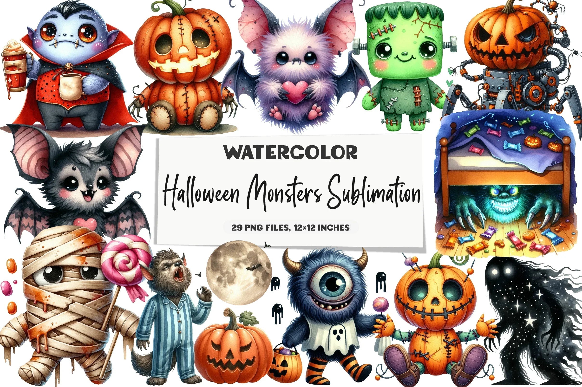 Halloween Monsters Clipart Bundle - CraftNest - Digital Crafting and Art