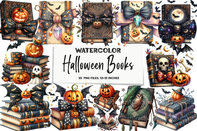 Halloween Books Clipart Bundle 99 - CraftNest - Digital Crafting and Art