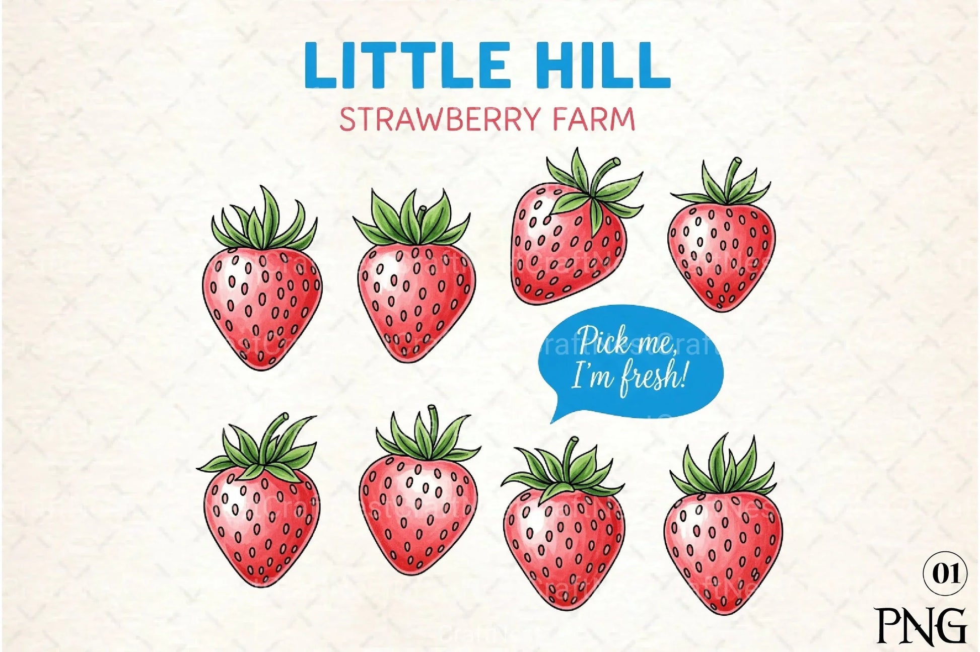 Farmers Market Strawberry Hand Drawn Clipart Bundle - CraftNest - Digital Crafting and Art