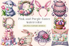Pink and Purple Easter Clipart Bundle - CraftNest - Digital Crafting and Art