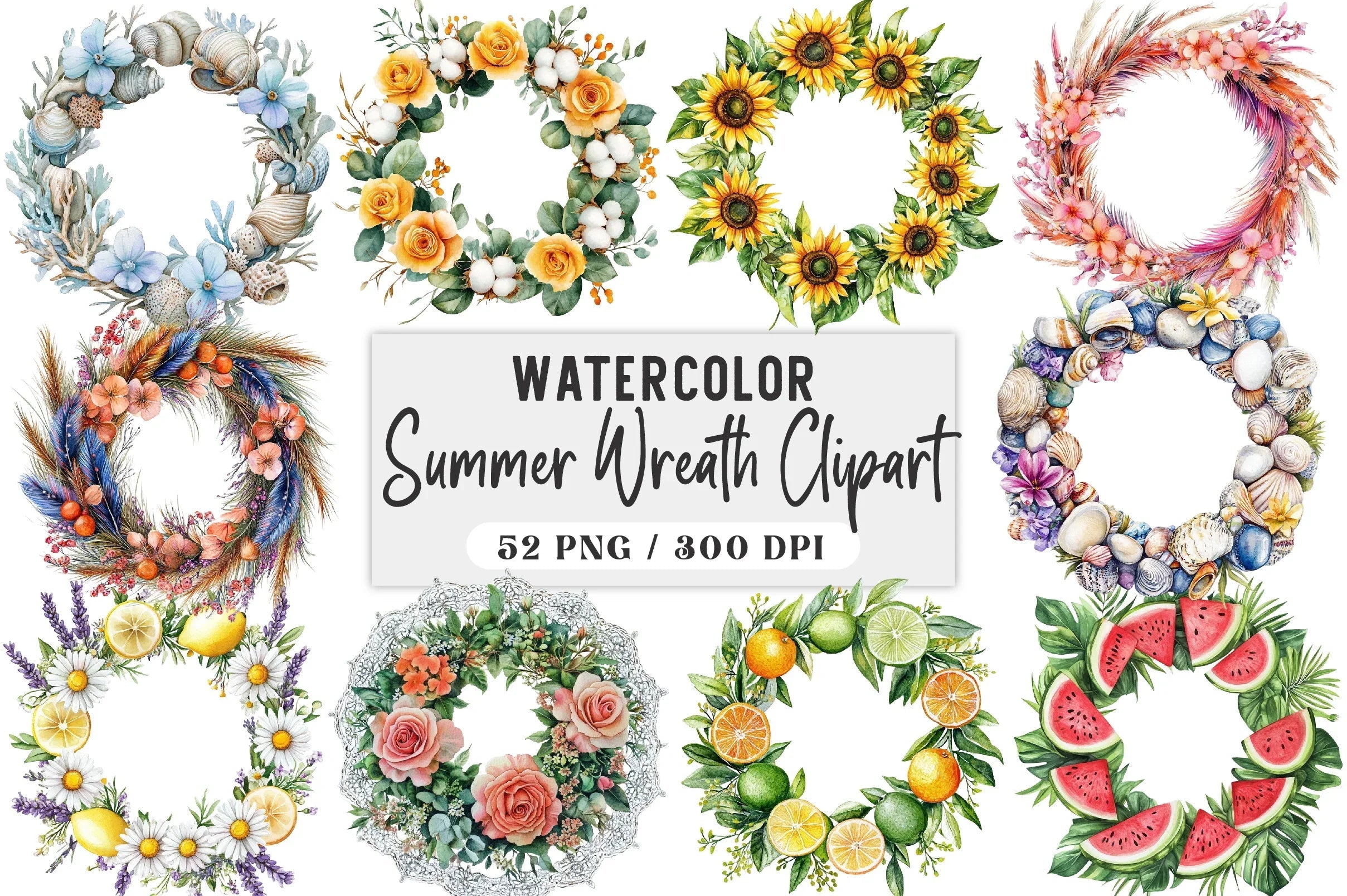Summer Wreath Clipart Bundle - CraftNest - Digital Crafting and Art
