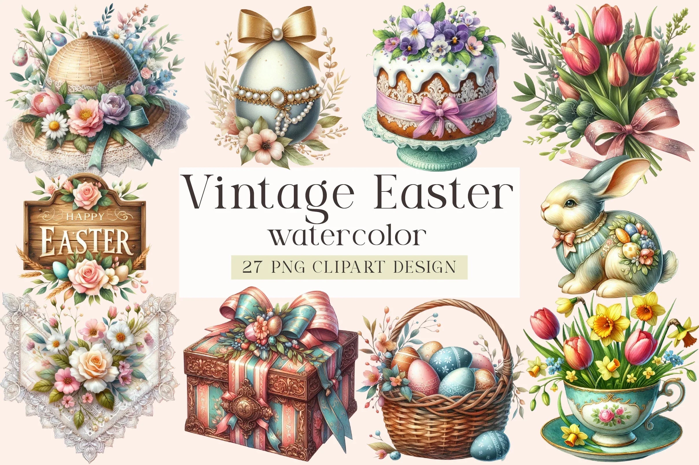 Vintage Easter Clipart Bundle - CraftNest - Digital Crafting and Art