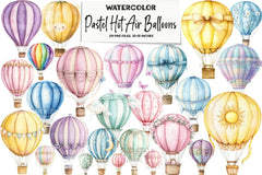 Pastel Hot Air Balloons Clipart Bundle - CraftNest - Digital Crafting and Art