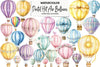 Pastel Hot Air Balloons Clipart Bundle