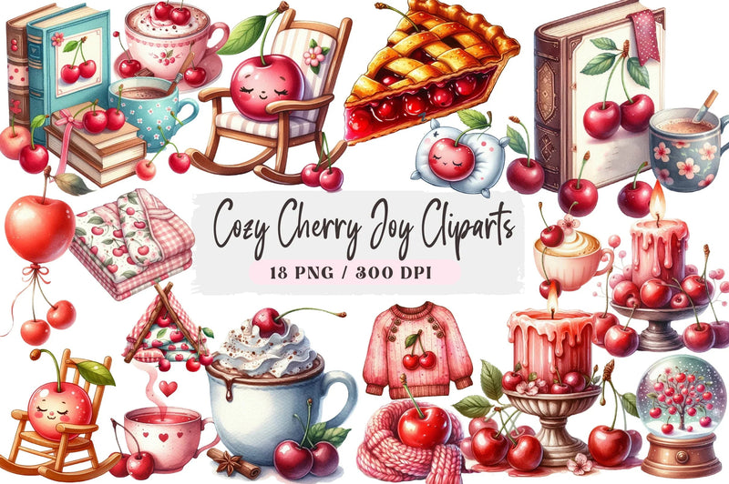 Cozy Cherry Joy Clipart Bundle - CraftNest - Digital Crafting and Art