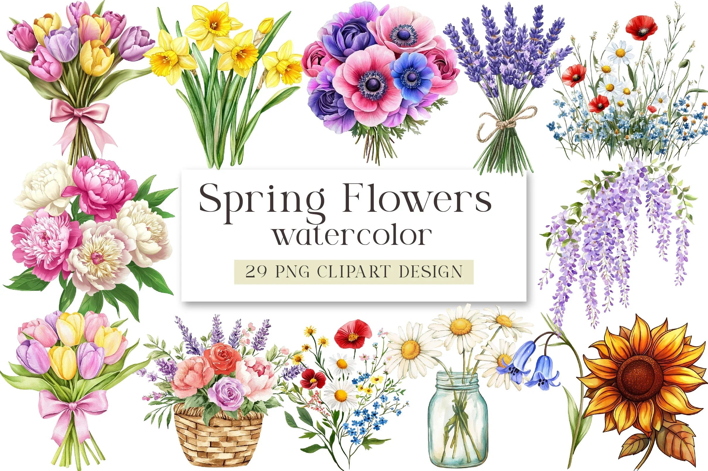 Spring Flowers Clipart Bundle - CraftNest - Digital Crafting and Art