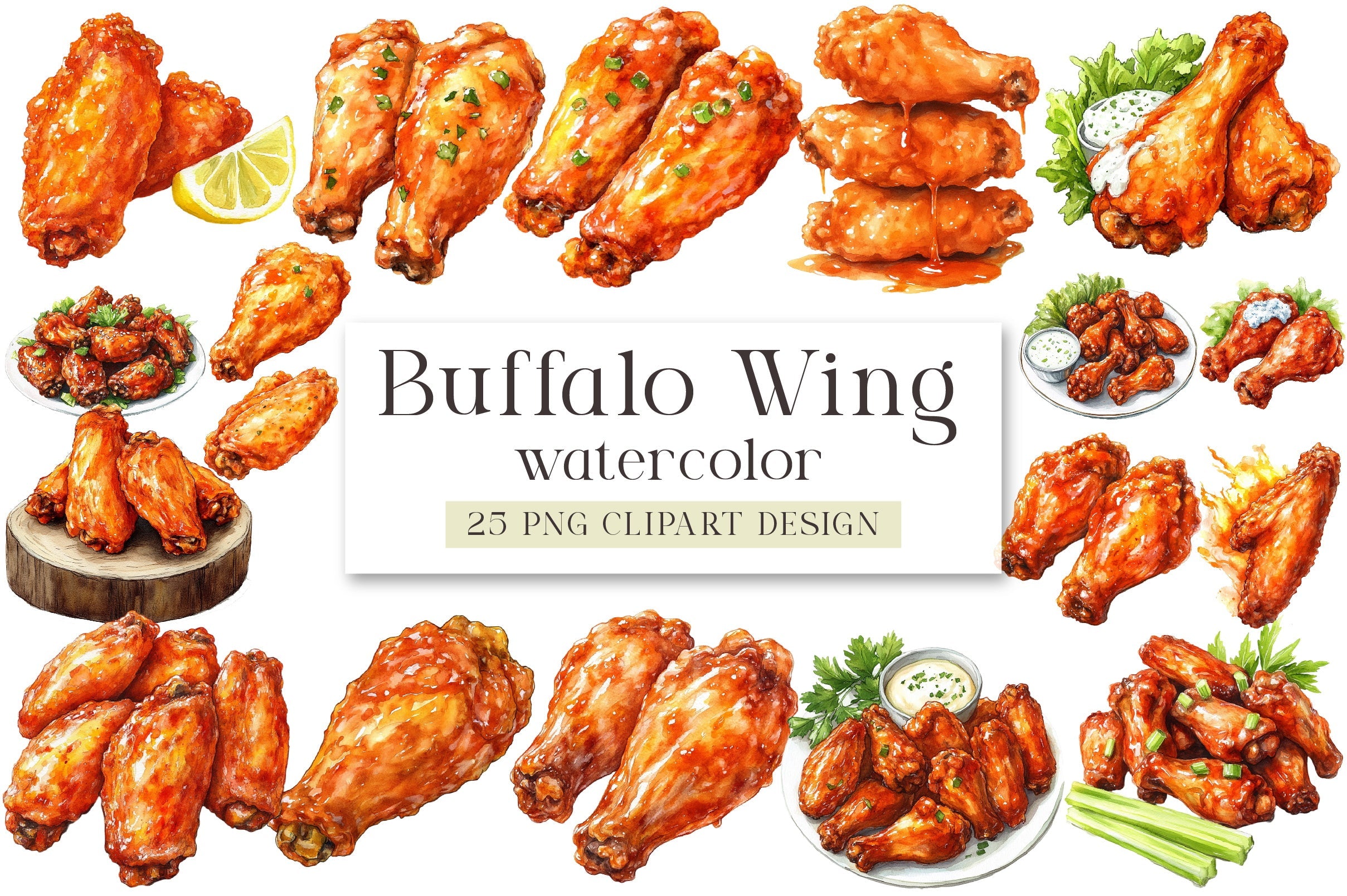 Buffalo Wing Clipart Bundle