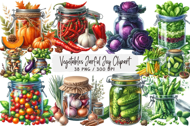 Vegetables Jarful Joy Clipart Bundle - CraftNest - Digital Crafting and Art