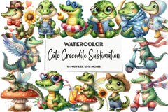 Cute Crocodile Clipart Bundle 99 - CraftNest - Digital Crafting and Art