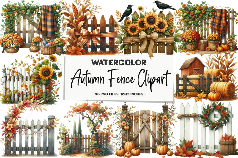Autumn Fence Clipart Bundle - CraftNest - Digital Crafting and Art