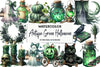 Antique Green Halloween Clipart Bundle