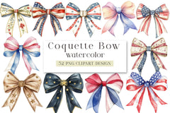 Coquette Bow USA Flag Sticker Clipart Bundle - CraftNest - Digital Crafting and Art