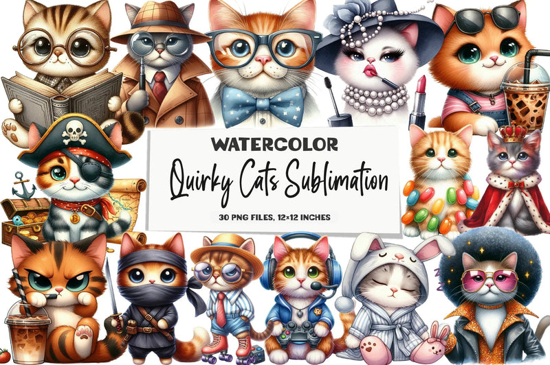 Quirky Cats Clipart Bundle - CraftNest - Digital Crafting and Art