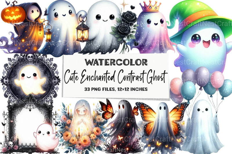 Enchanted Cute Ghost Clipart Bundle - CraftNest - Digital Crafting and Art