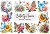Butterfly Flowers Clipart Bundle
