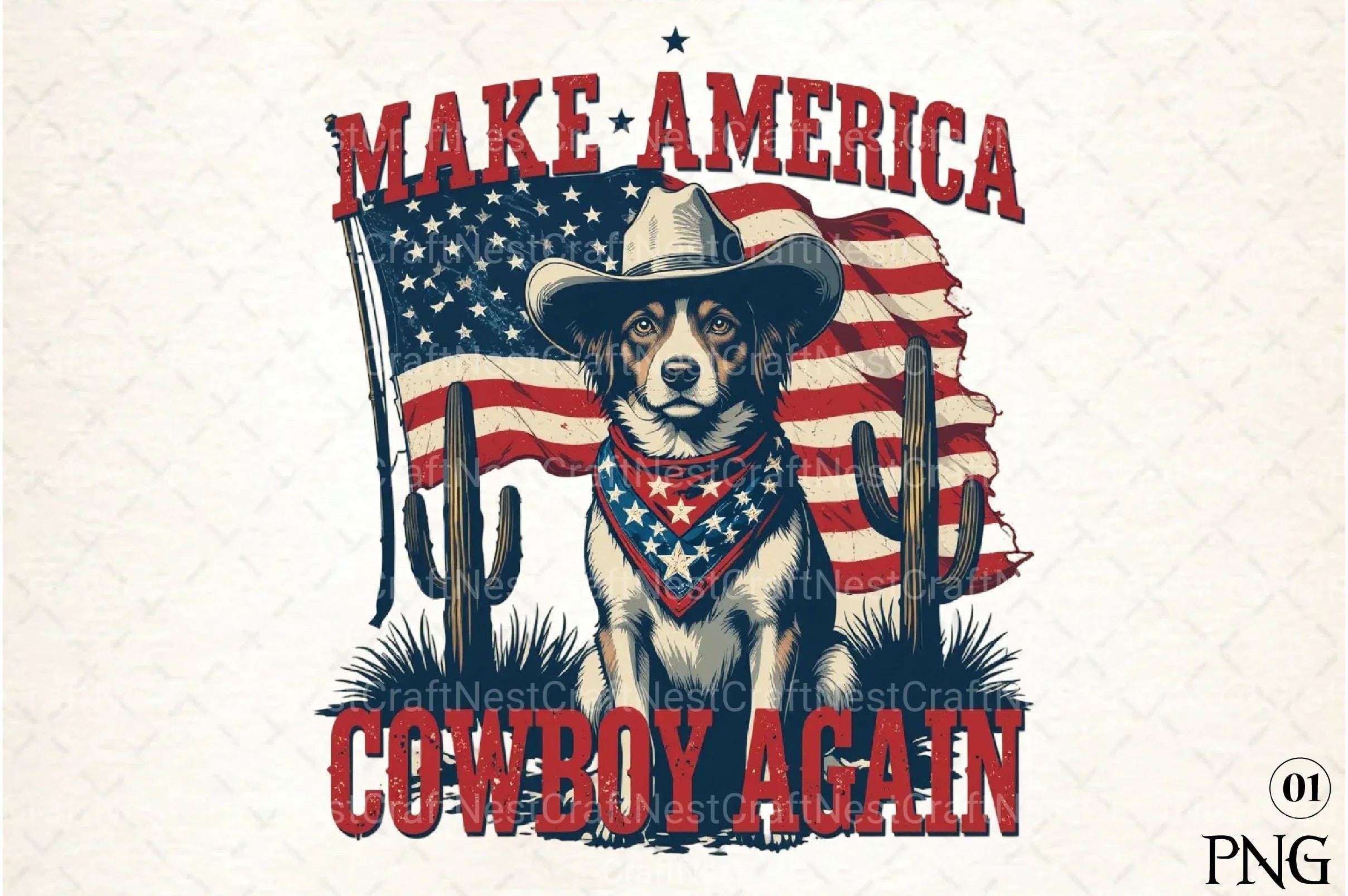 Patriotic 4th of July Cowboy Dog Clipart Bundle - CraftNest - Digital Crafting and Art