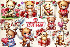 Valentine's Day Love Bear Clipart Bundle 88 - CraftNest - Digital Crafting and Art