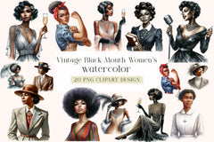 Vintage Black Women's Clipart Bundle - CraftNest - Digital Crafting and Art