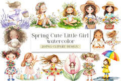 Spring Cute Little Girl Clipart Bundle - CraftNest - Digital Crafting and Art