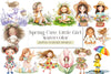 Spring Cute Little Girl Clipart Bundle
