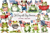 Cute American Flag Frog Clipart Bundle
