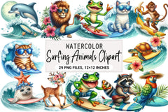 Surfing Animals Clipart Bundle - CraftNest - Digital Crafting and Art