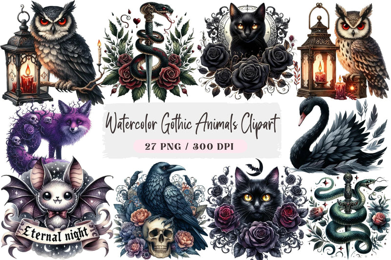 Gothic Animals Clipart Bundle - CraftNest - Digital Crafting and Art