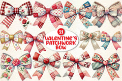 Patchwork Valentine's Day Bow Clipart Bundle - CraftNest - Digital Crafting and Art