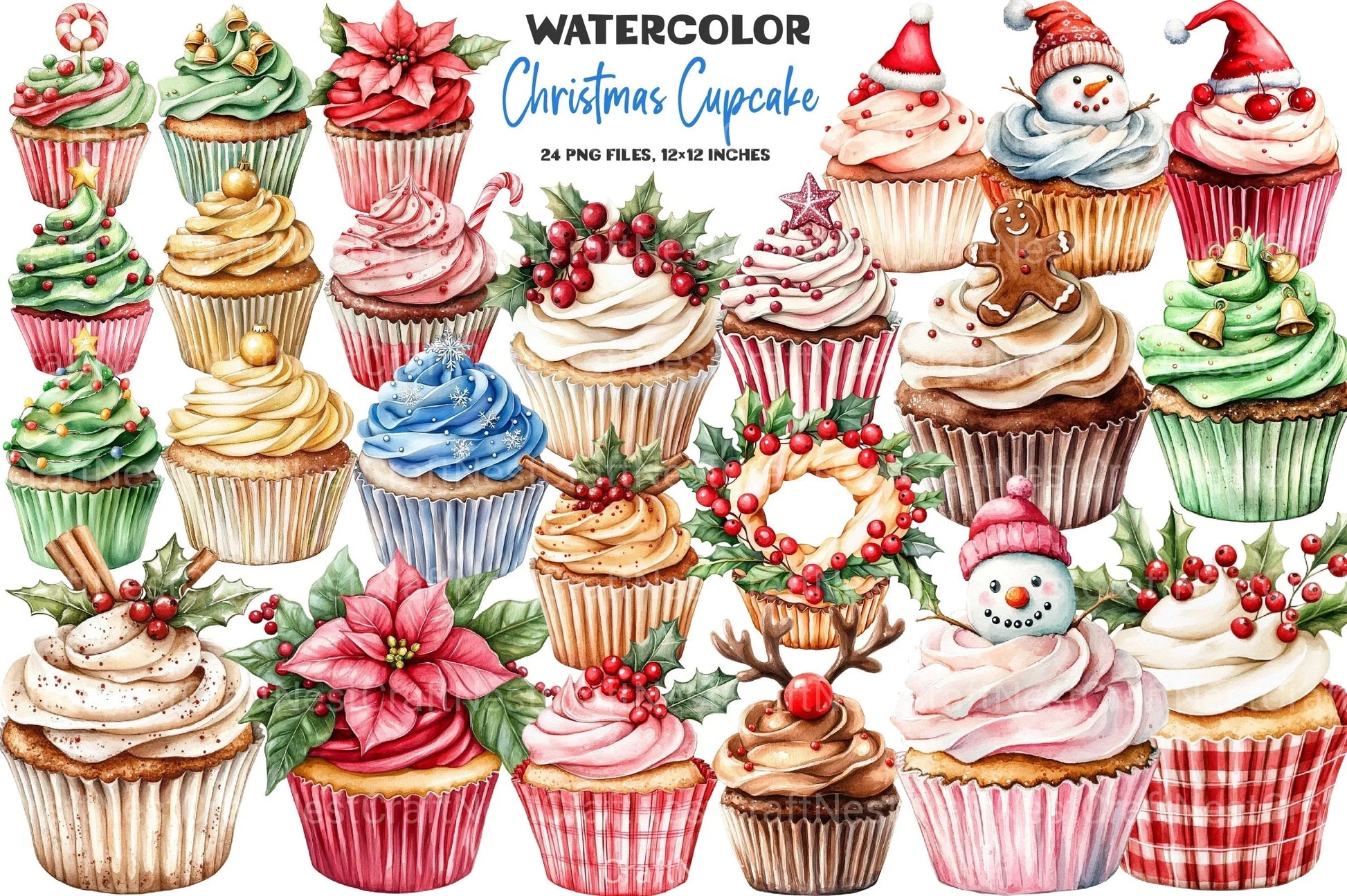 Christmas Cupcake Clipart Bundle 99 - CraftNest - Digital Crafting and Art