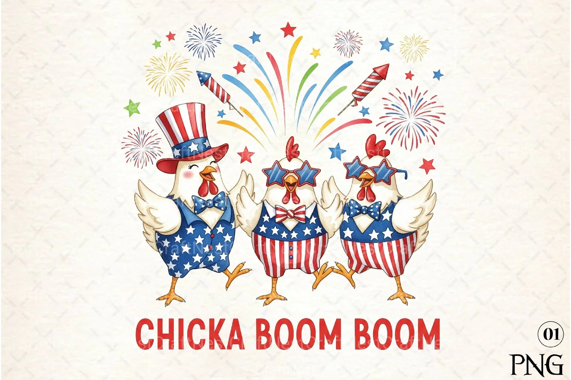 Patriotic Chicken USA 4th of July Clipart Bundle 12 - CraftNest - Digital Crafting and Art