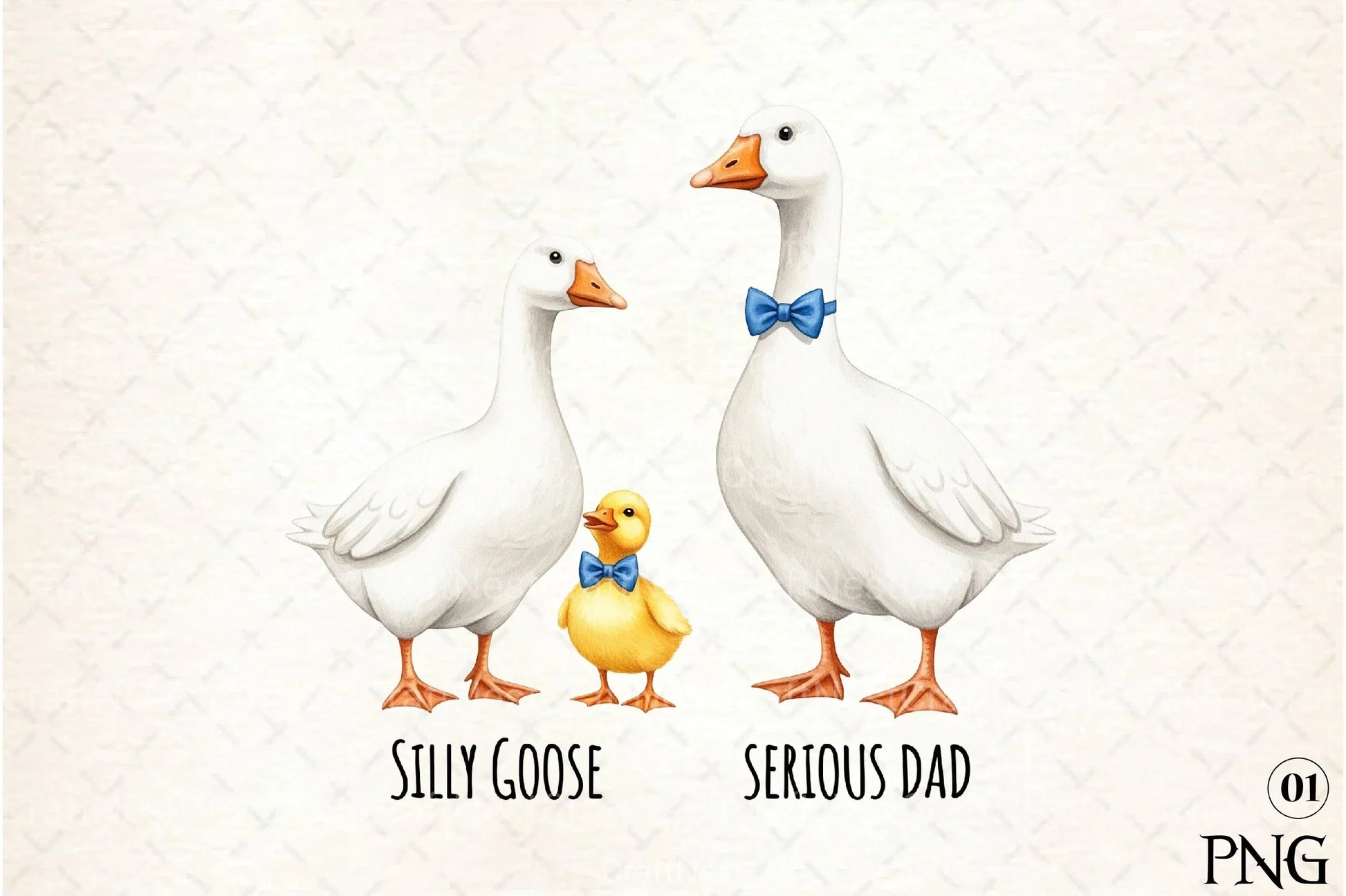 Bow Tie Goose Dad Cute Duo Clipart Bundle - CraftNest - Digital Crafting and Art