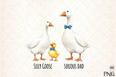 Bow Tie Goose Dad Cute Duo Clipart Bundle - CraftNest - Digital Crafting and Art