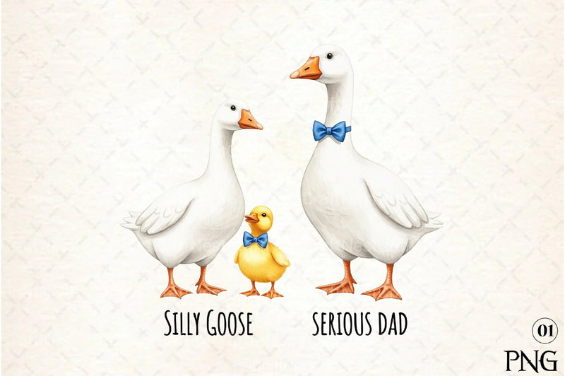 Bow Tie Goose Dad Cute Duo Clipart Bundle - CraftNest - Digital Crafting and Art